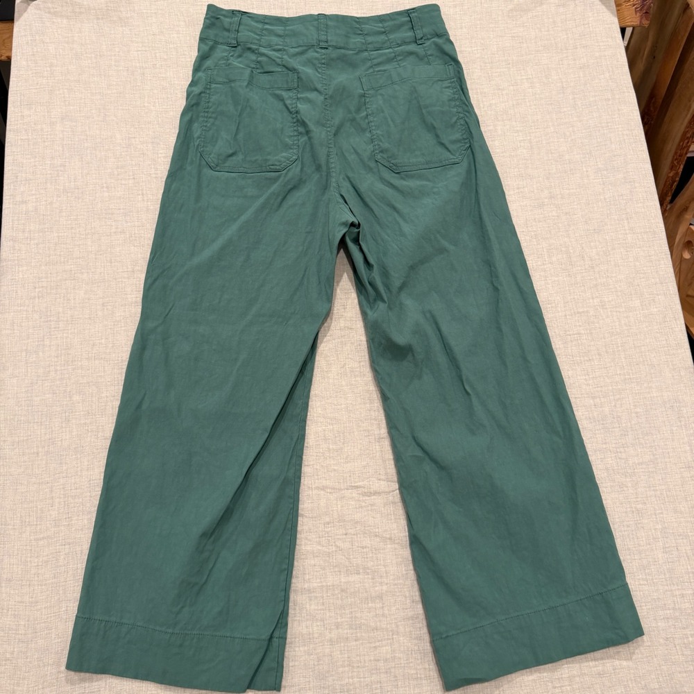 Maeve The Colette Wide Leg Pants Green High Rise Cropped Size 32 Anthropologie - Picture 7 of 13